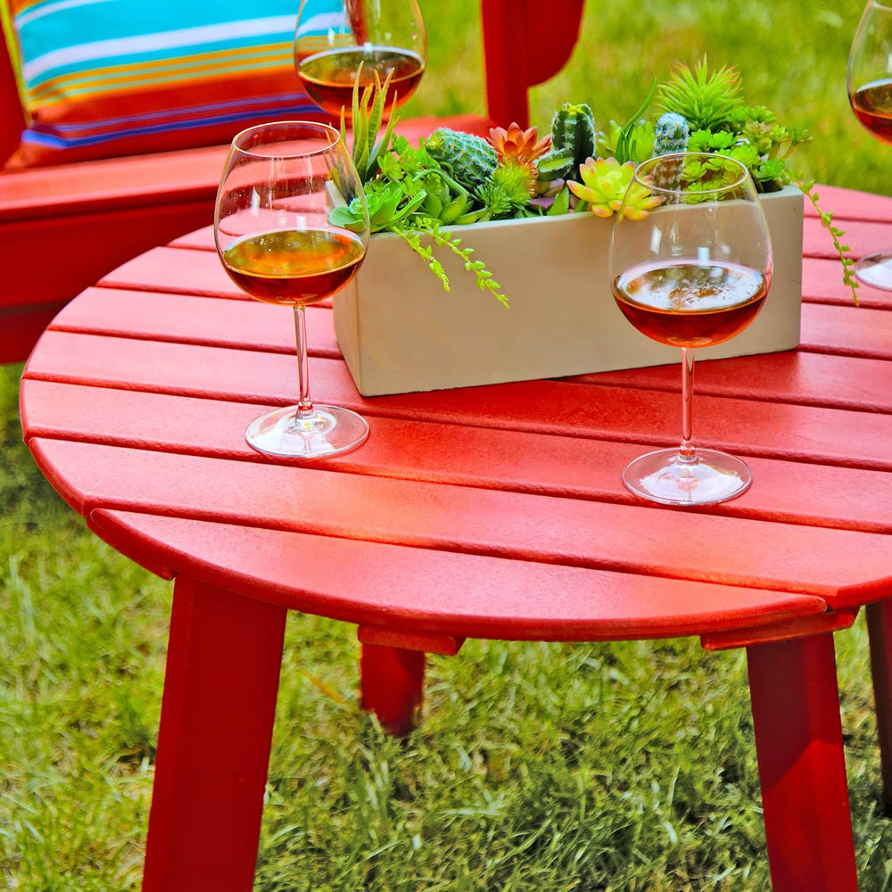 All-Weather Outdoor Round 36" HDPE Adirondack Patio Side Coffee Table, Red