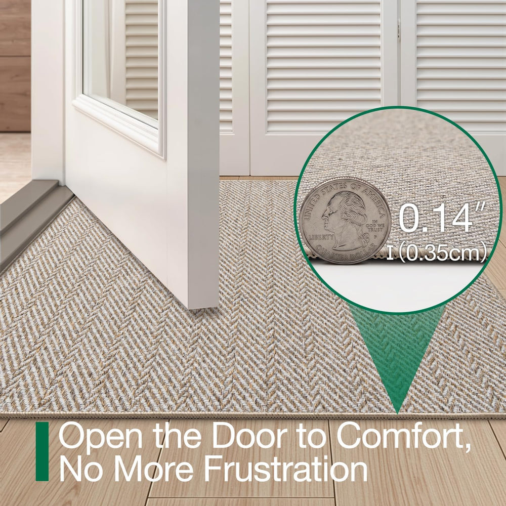 LUMI Ultra Thin Indoor Door Mat 24"x36", Entrance Doormat, Beige