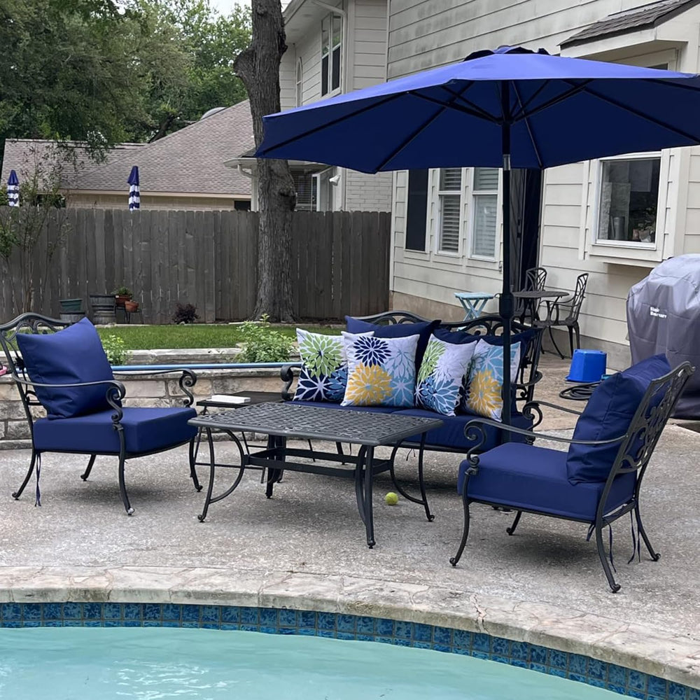 Outdoor Seat Cushion Cover Set of 4, 24 x 24 x 5.75 Inch, Navy