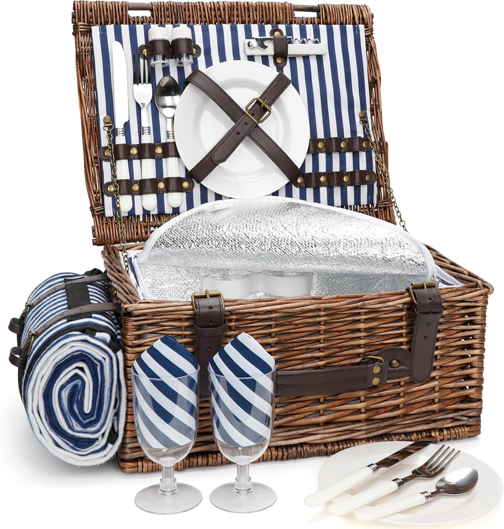 INNO STAGE Picnic Basket for 2 Person with Cooler and Blanket
