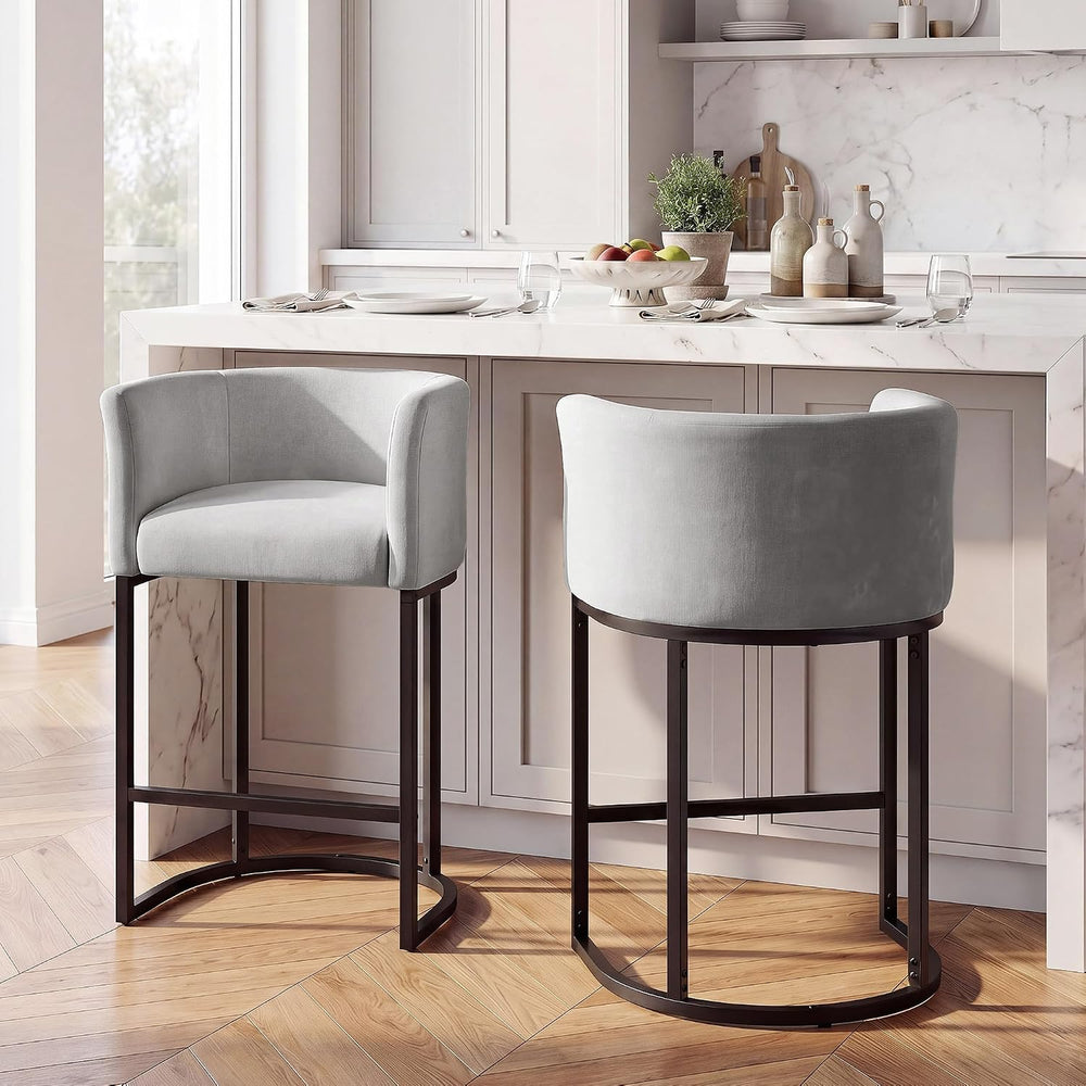 GRUSIGN Chenille Counter Height Bar Stools Set of 2, 26" Kitchen Island ...