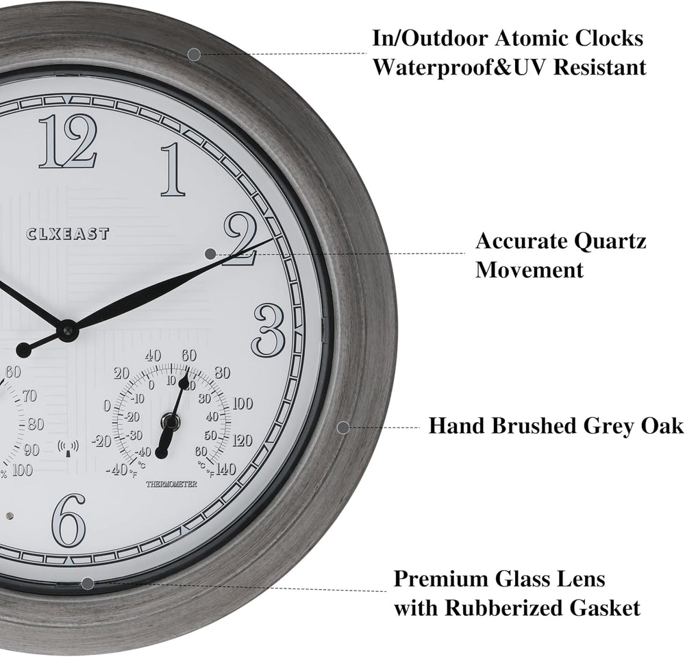 CLXEAST 18" Illuminated Outdoor Atomic Wall Clock Waterproof