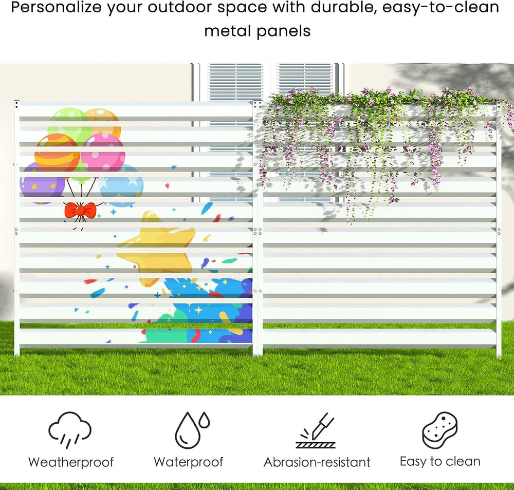 Metal Privacy Fence Screen, 42" H×38" W (1 Panel) No-Dig Air Condit...