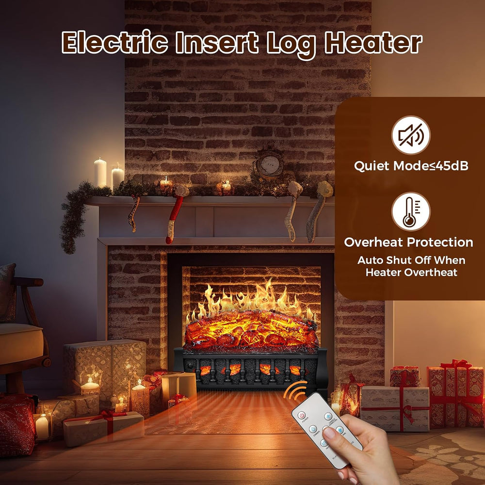 21 Inches Electric Fireplace Insert Log Heater Set, Freestanding Heater with ...