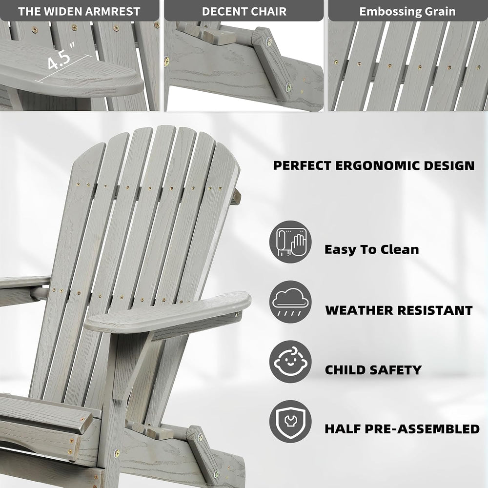 WILLIAMSPACE Adirondack Chairs Set of 2, Solid Wood Outdoor Folding Embossed ...