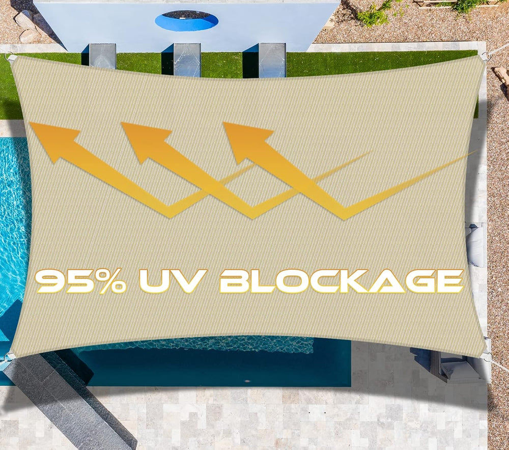 Windscreen4less 13' x 20' Sun Shade Sail Rectangle Outdoor Canopy Cov...