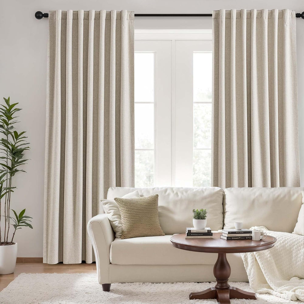UHITECH 54 Inch Long Short Linen Bedroom Blackout Curtains 2 Panels Set