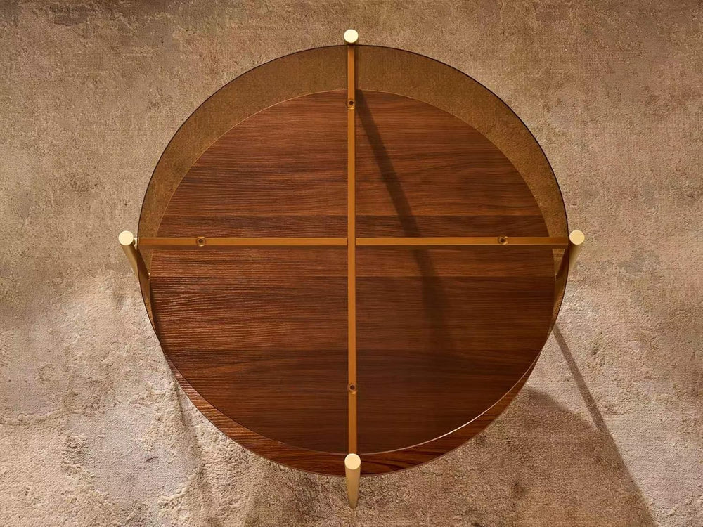 Shrine Round Glass Coffee Table, Mid-Century Modern Design, D30 x H17 in, 2-T...