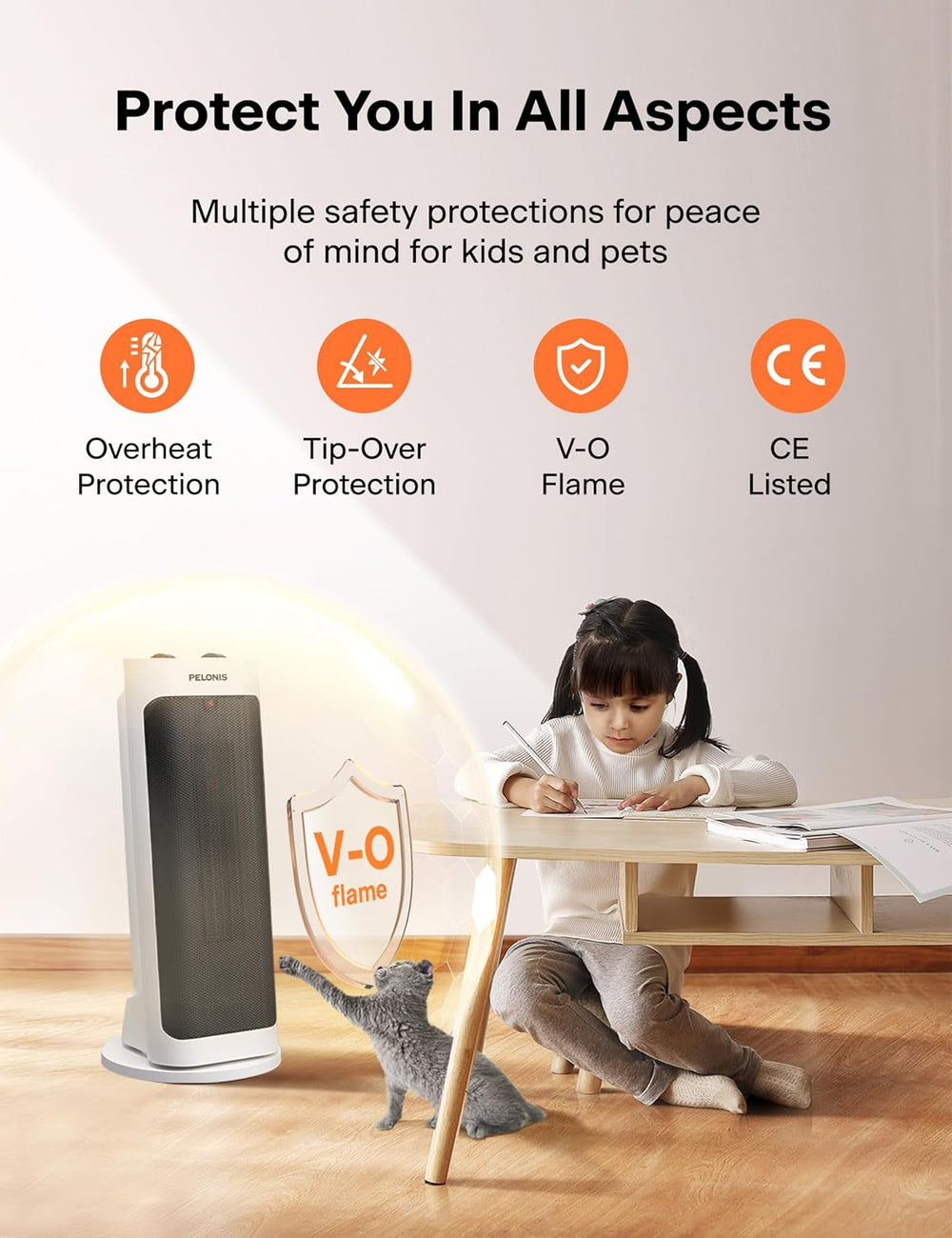 PELONIS PH-19J 1500W Fast Heating, Programmable Thermostat, Easy Control, Wid...