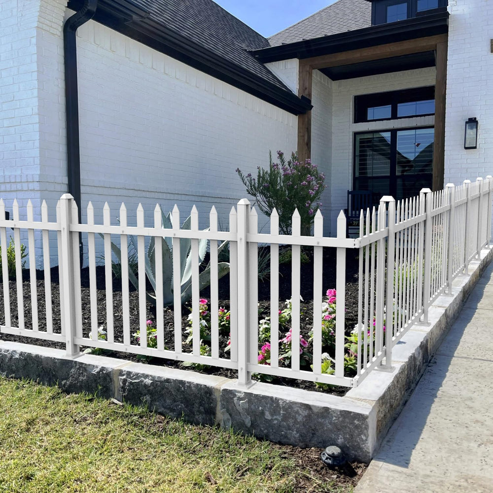 Bynbbur 2 Panels White Picket Fence 42" W x 36" H Garden Picket Fen...