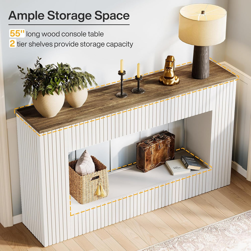 Tribesigns Modern Console Table, 55-Inch Wood Entryway Table with Storage, Na...