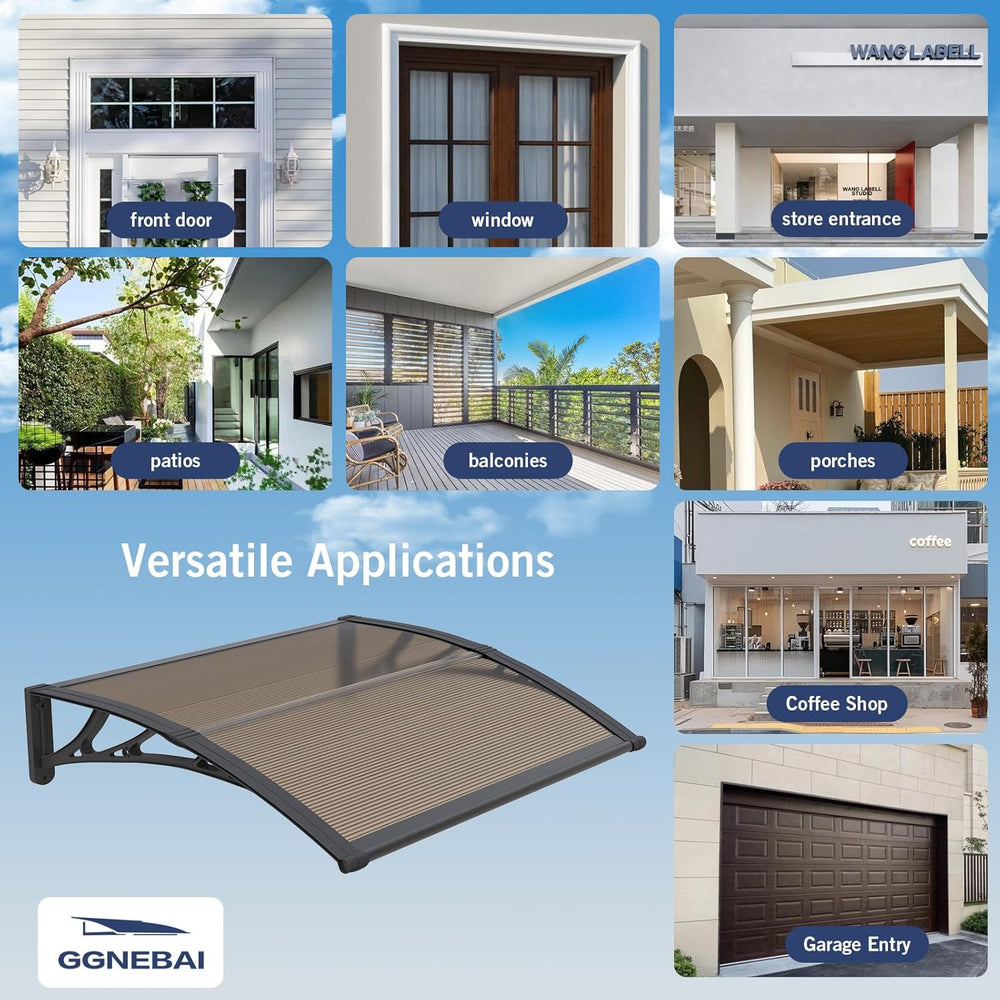 Door Awning 32"x40" Window Awning for Doors Canopy Exterior, Polyca...