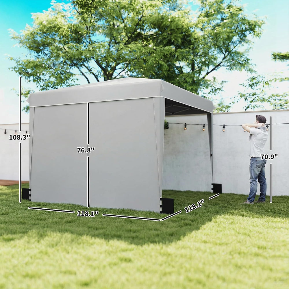Outsunny 10 x 10 ft Pop Up Canopy Tent with Sidewalls UPF50+, Light Gray