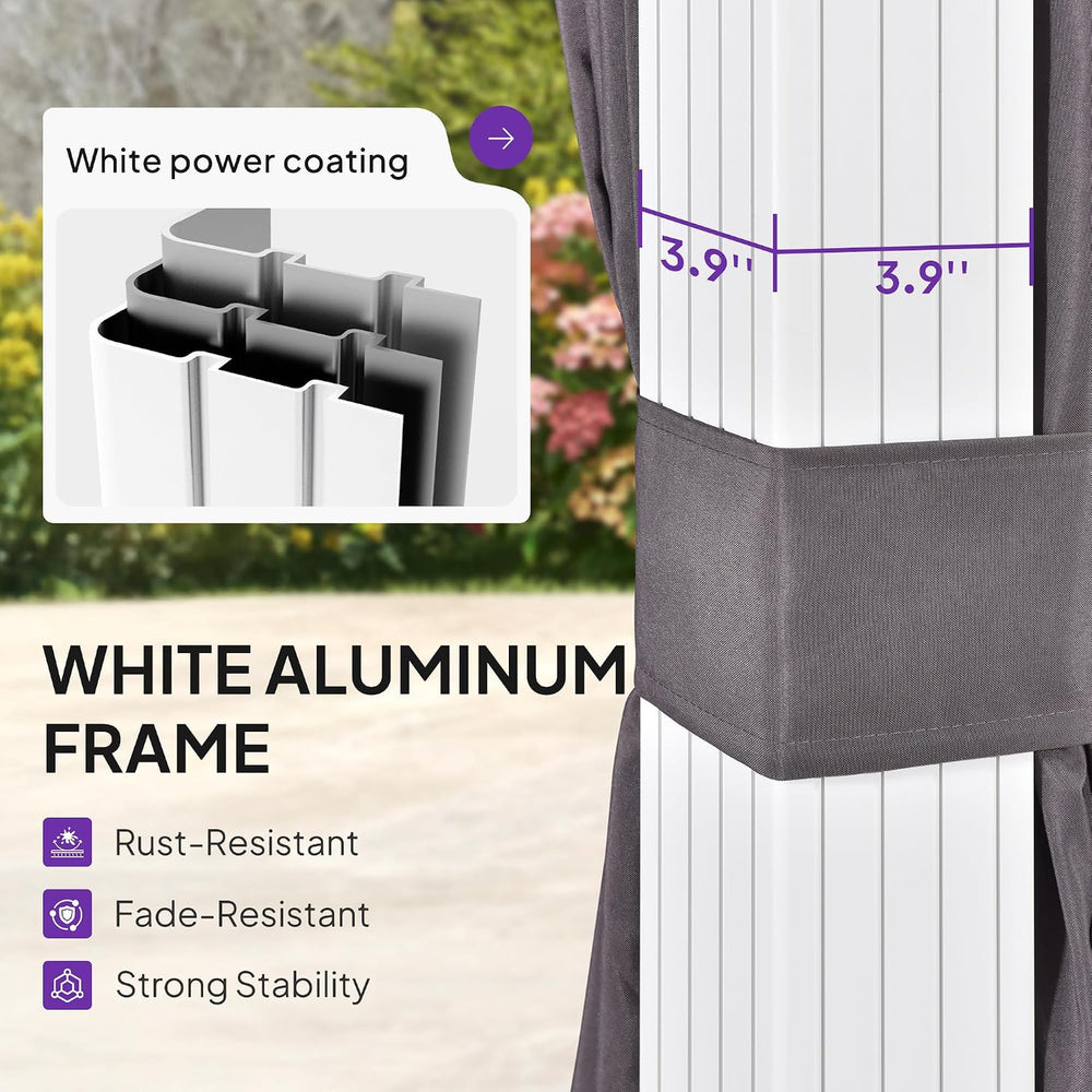 PURPLE LEAF Hardtop Gazebo 10' x 16' White Pavilion Galvanized Steel ...