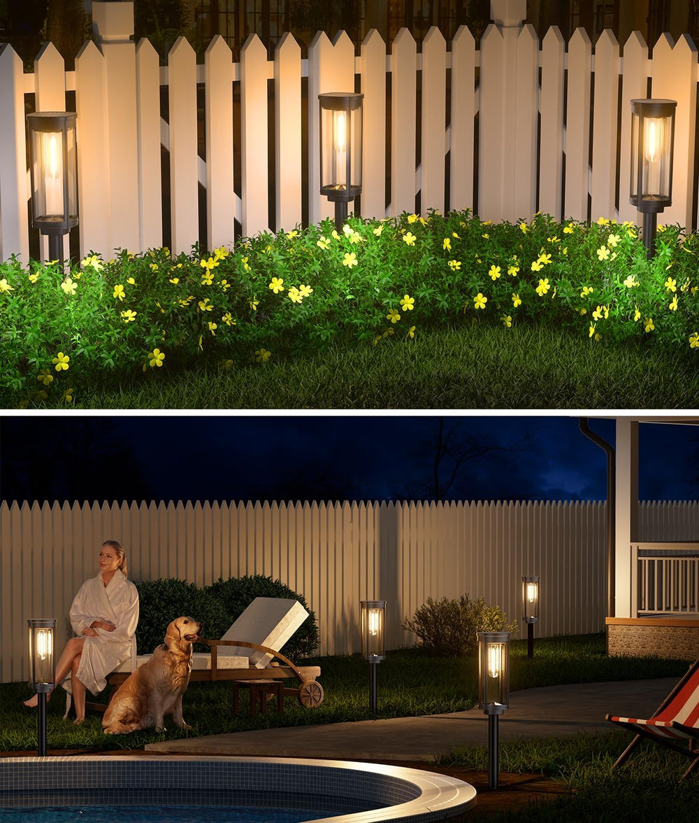 NEWMESSI 8 Pack Solar Pathway Lights Outdoor IP65 Waterproof Super Brightness...