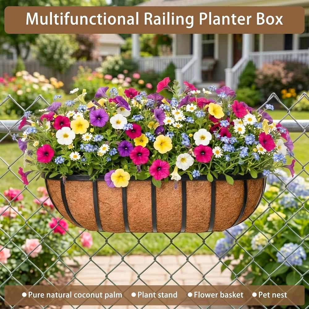16 Inch Window Baskets with Coconut Liner Outdoor Wall Planter for Plants Lon...