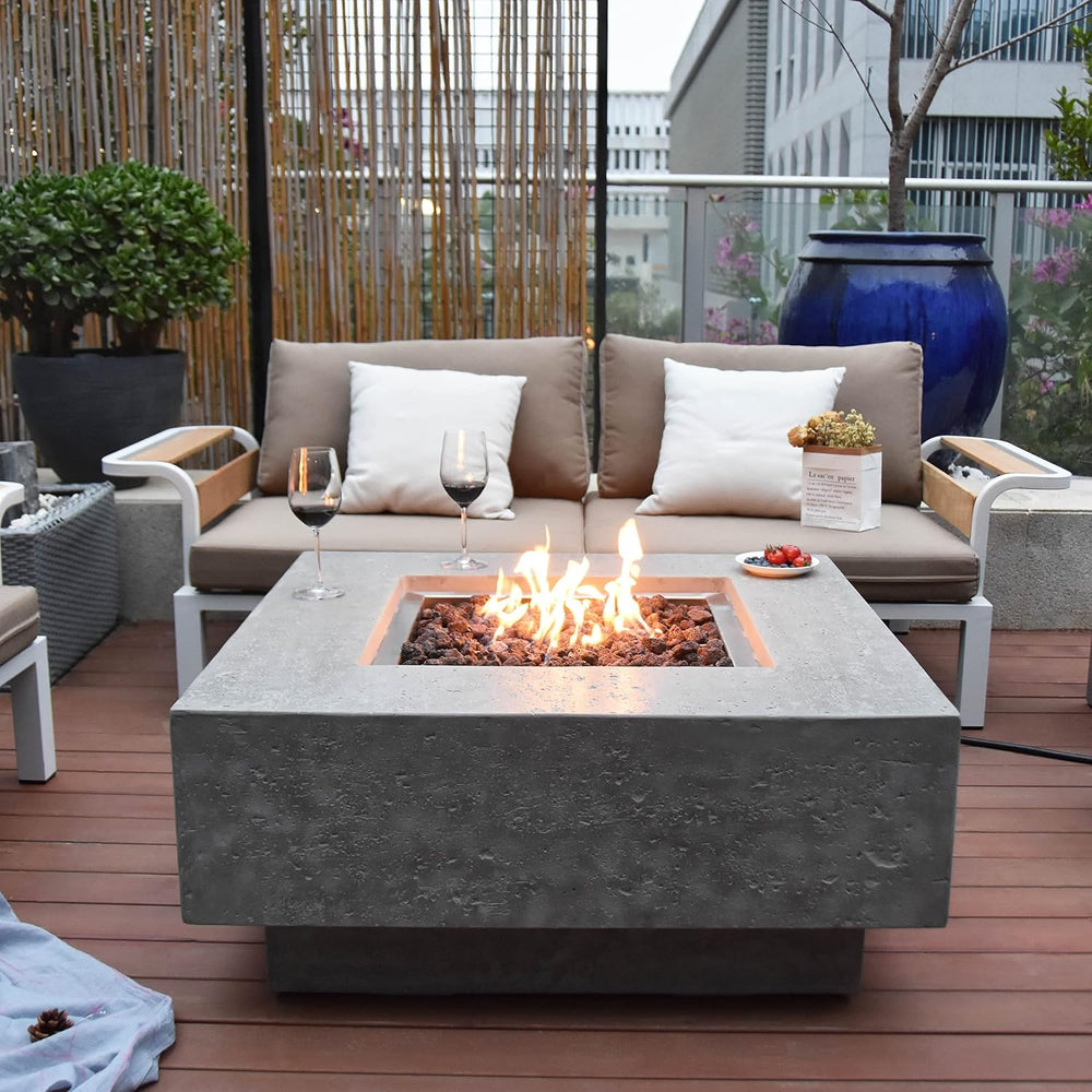 Elementi Manhattan Outdoor Gas Firepit Table 36 Inches Natural Gas Fire Pit P...