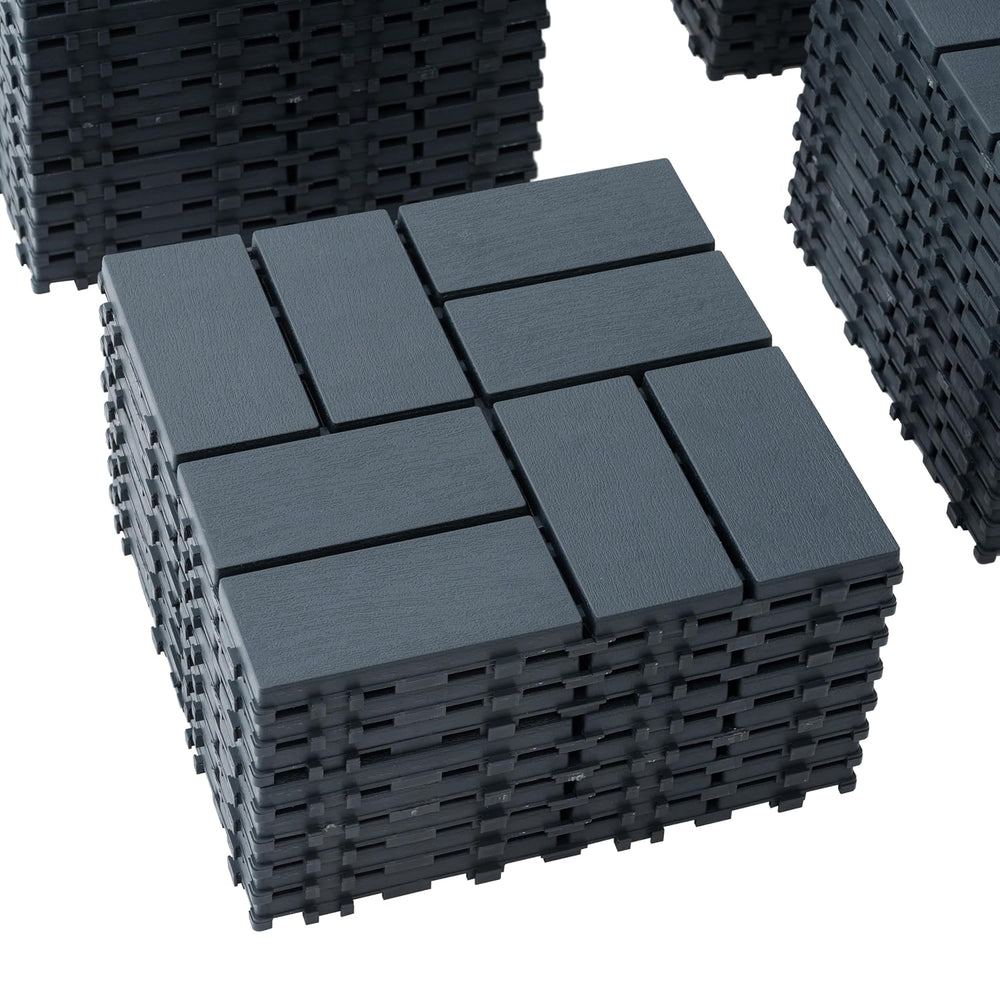 Plastic Interlocking Deck Tiles (44 PCS), 12x12 Inches Waterproof Outdoor Pat...