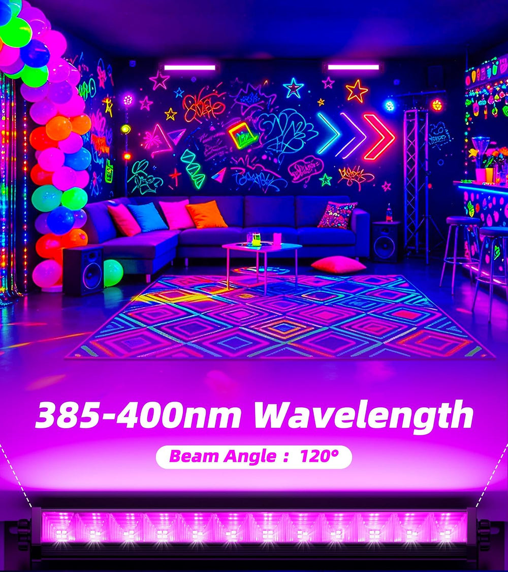 TigQiang 42W 6 Pack Black Light, Halloween Blacklight, Glow Party Supplies