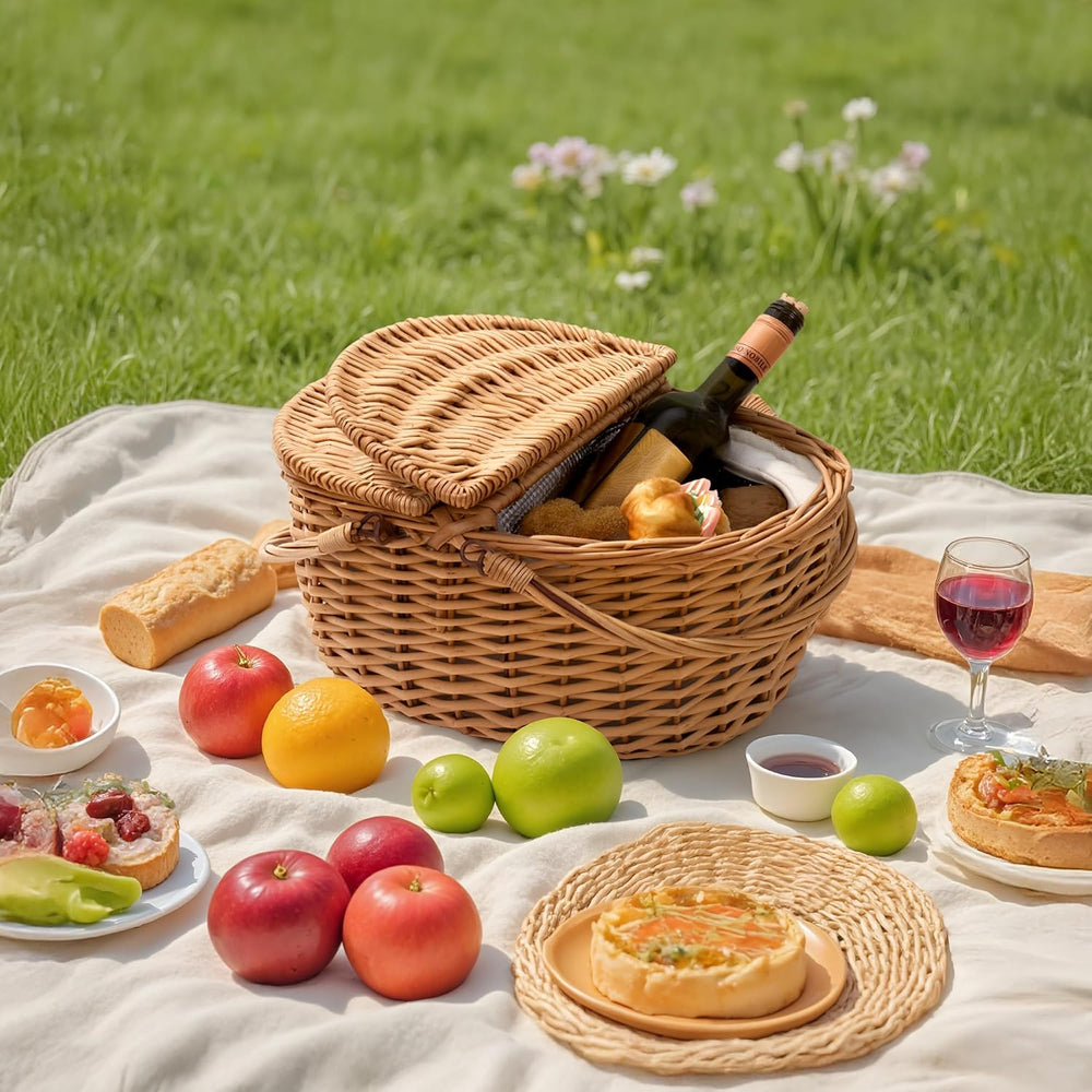 GRANNY SAYS Picnic Basket with Lid, Picnic Basket Cooler with Handles