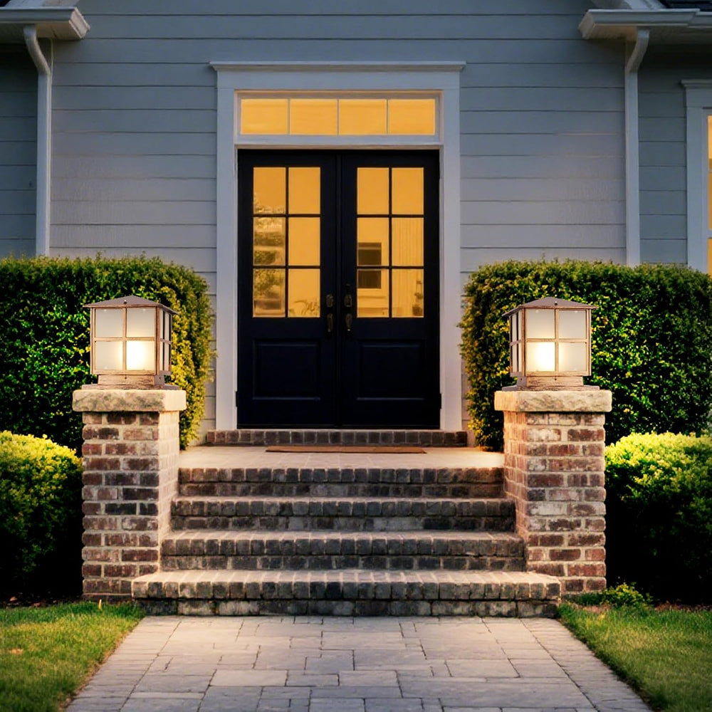 Outdoor Post Light,9.84In Hardwired Column Pillar Light Anti-rust Lamp Post