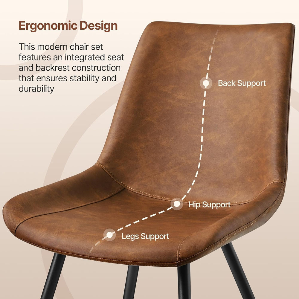 Yaheetech Dining Chairs Set of 2 Mid Century Modern Kitchen Chairs Brown