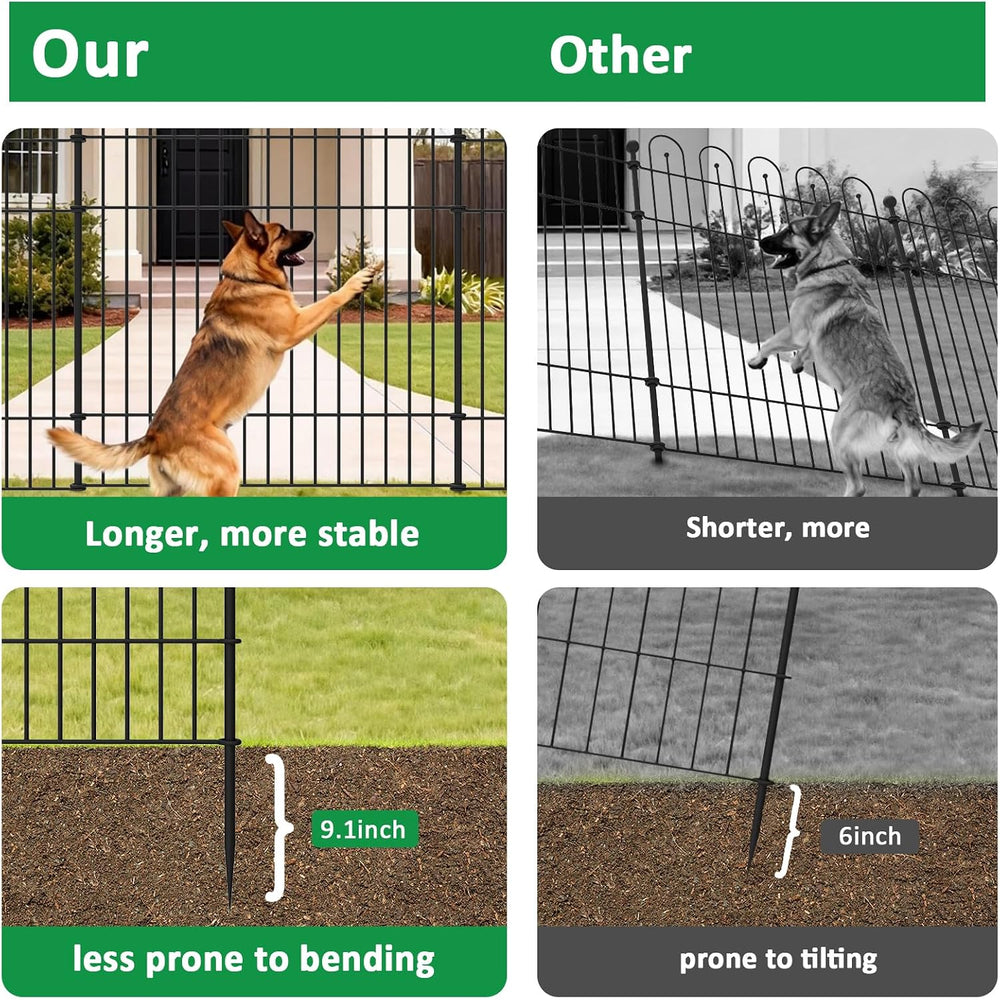 Garden Fence Animal Barrier with Lights , 5 Panels No Dig Dog Fence Outdoor
