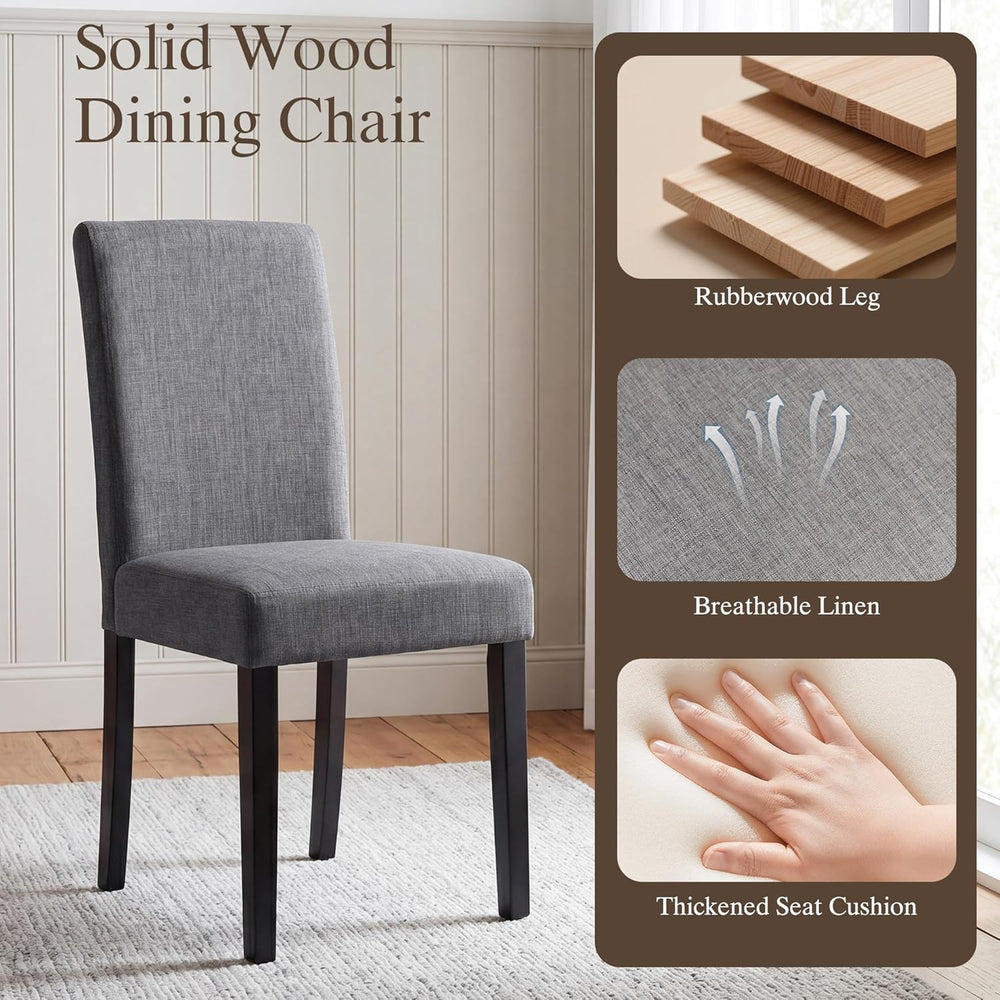 LSSBOUGHT Modern Dining Chair Set of 2 Urban Style Linen Kicthen Chairs with ...