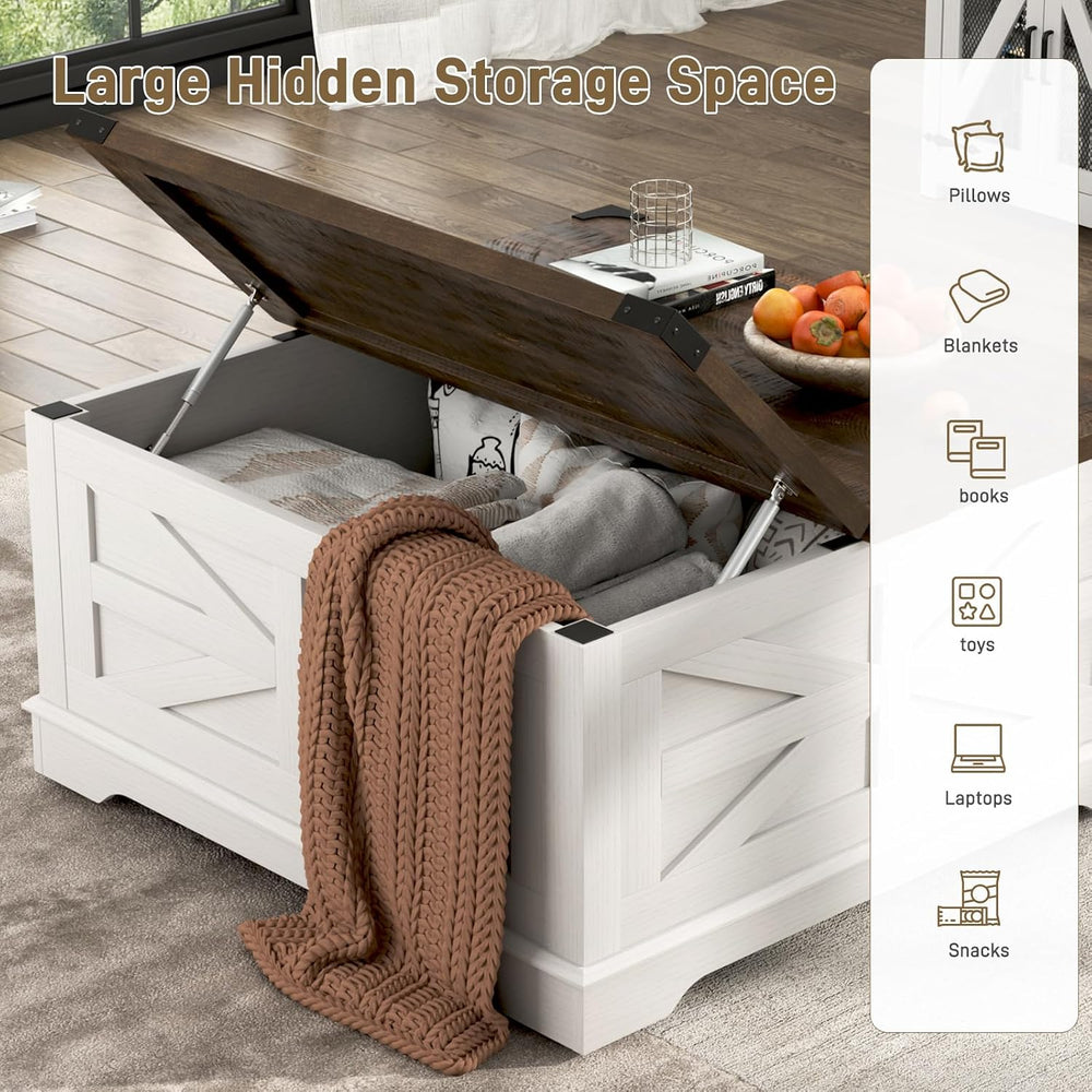 Hlivelood 36" Farmhouse Movable Lift Top Coffee Table with Storage and P...