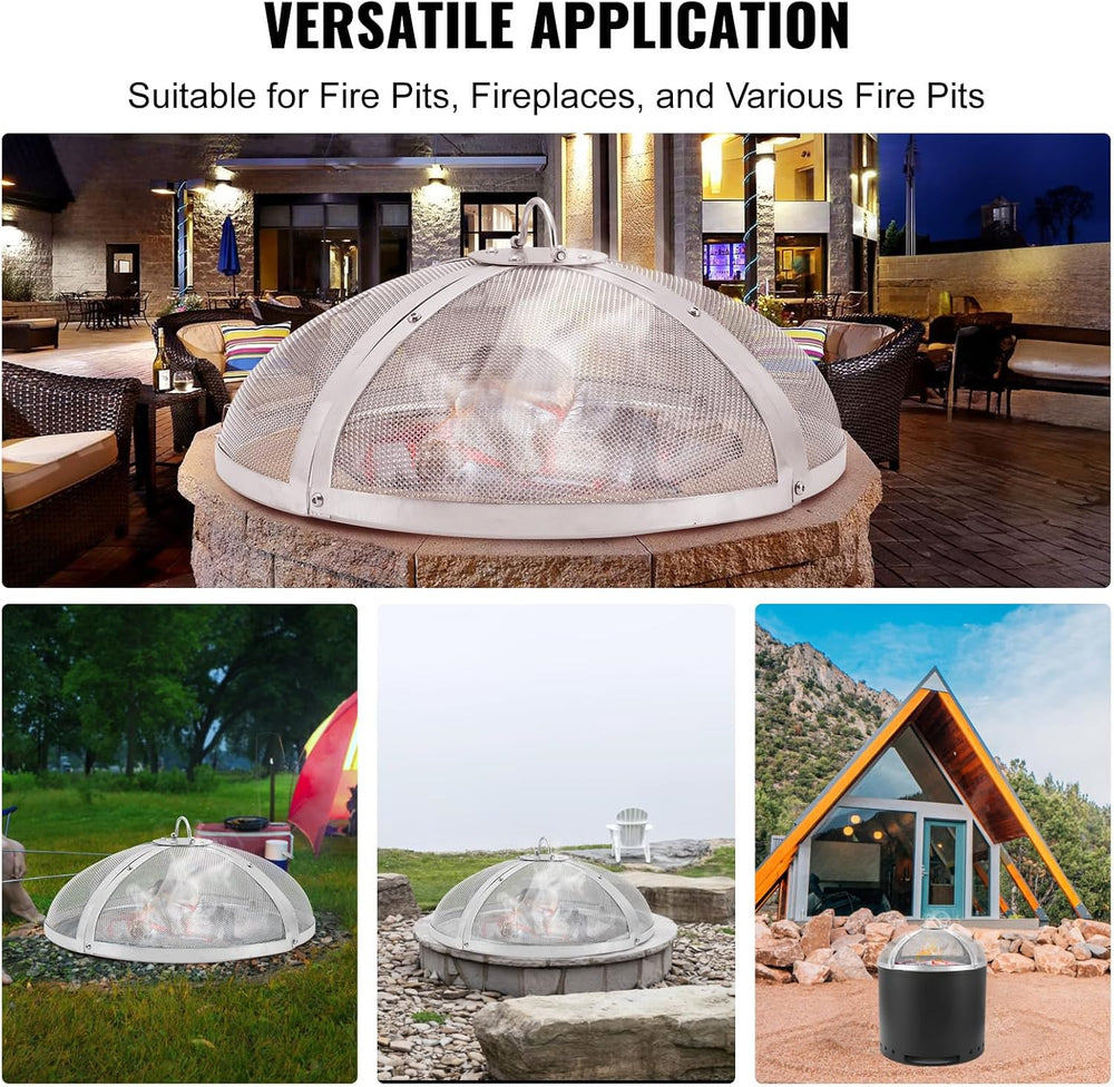 VEVOR Fire Pit Spark Screen Round 20", Reinforced Heavy Duty Steel Metal...