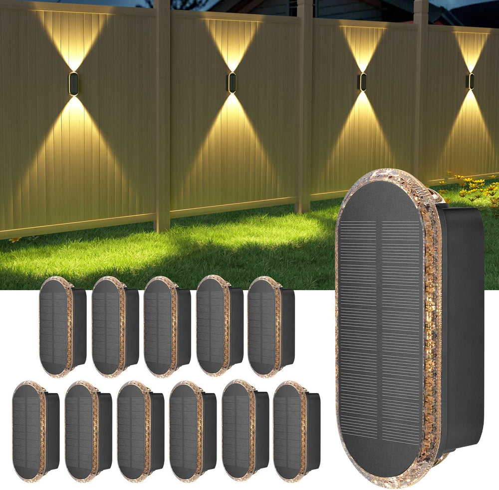Ellasay Solar Fence Lightsv Backyark: 12-Pack Fence Lights Solar Powered 3 Co...