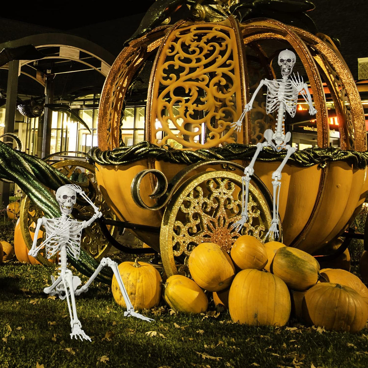 5.4ft Posable Halloween Skeleton - Full Body Life Size Skeleton Bones with Movable Joints for Halloween Indoor/Outddor Decoration Spooky Scene Party Décor
