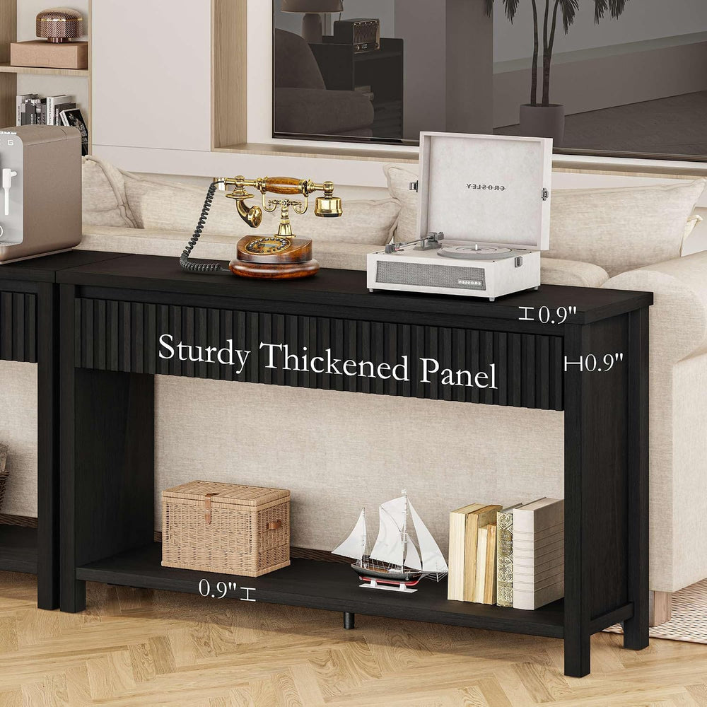 BON AUGURE Black Console Table for Entryway, 47" Entryway Table with Drawer
