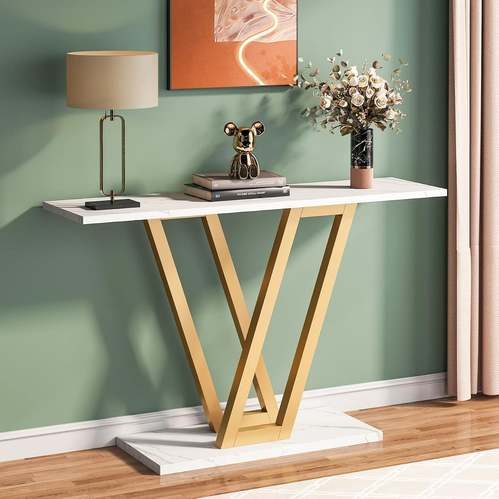 Tribesigns Gold Console Table, Modern Hallway Table for Entryway, 43 Inch Ent...