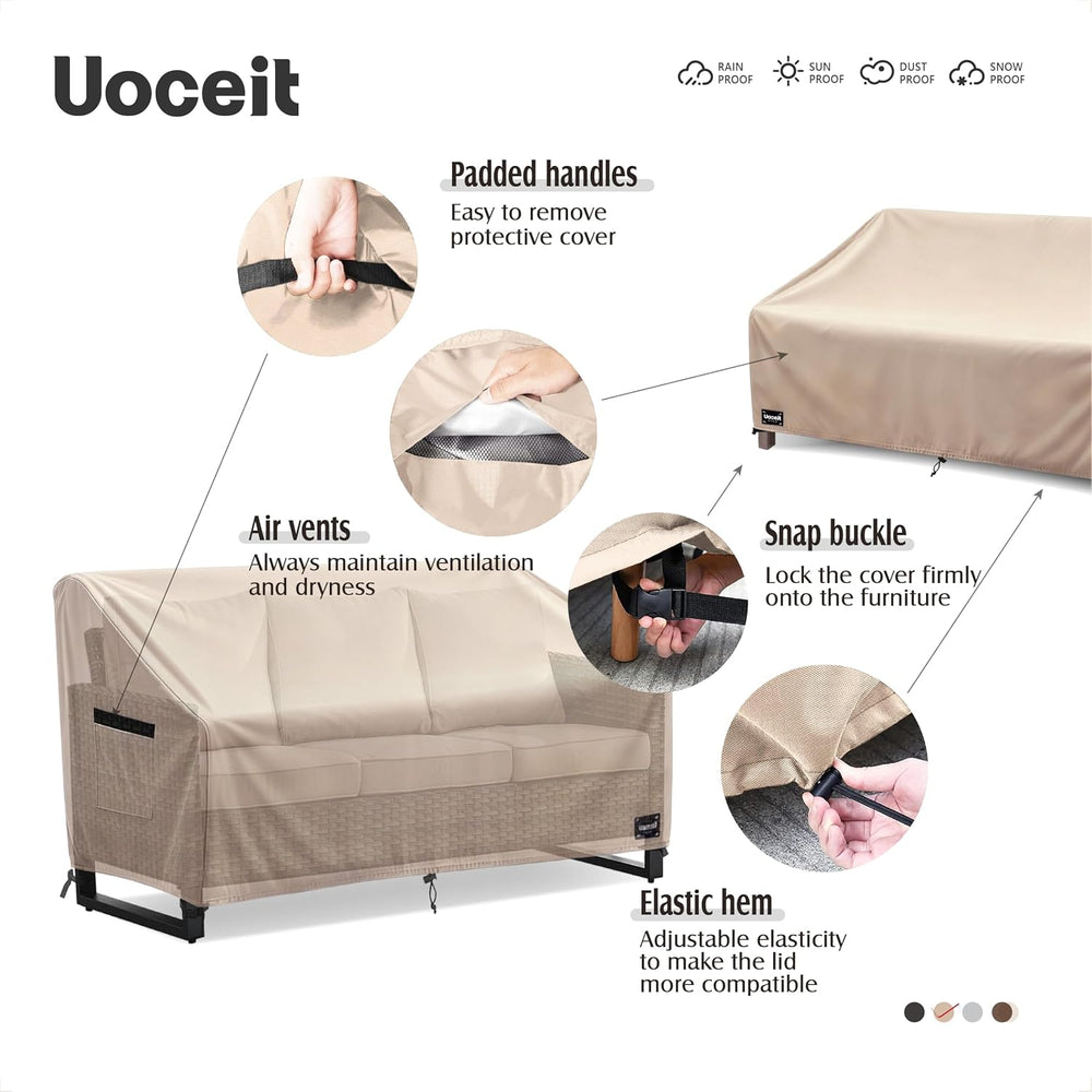 2-Seater Patio Loveseat Cover, 60Wx35Dx35H inches Outdoor Furniture Covers Wa...