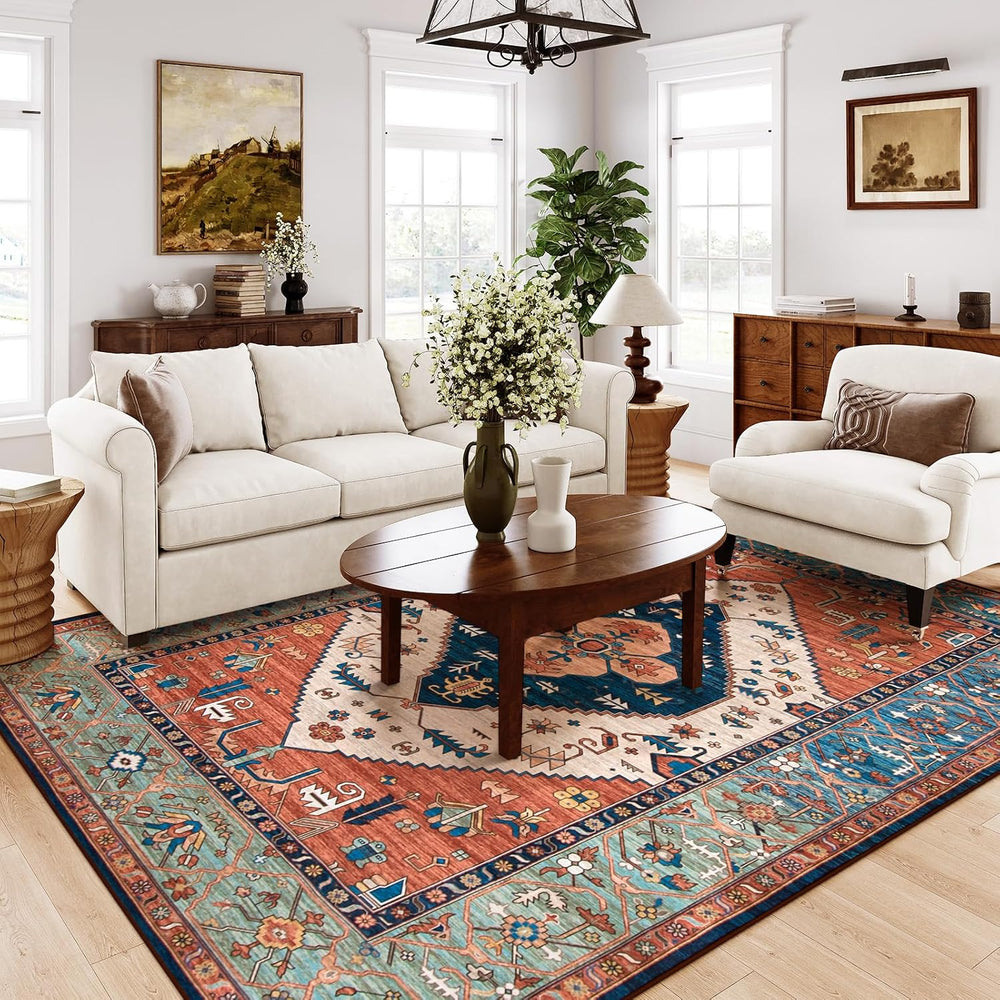 Lahome Area Rugs 9x12 Living Room - Boho Non-Slip Washable Rug Ultra-Thin Sta...