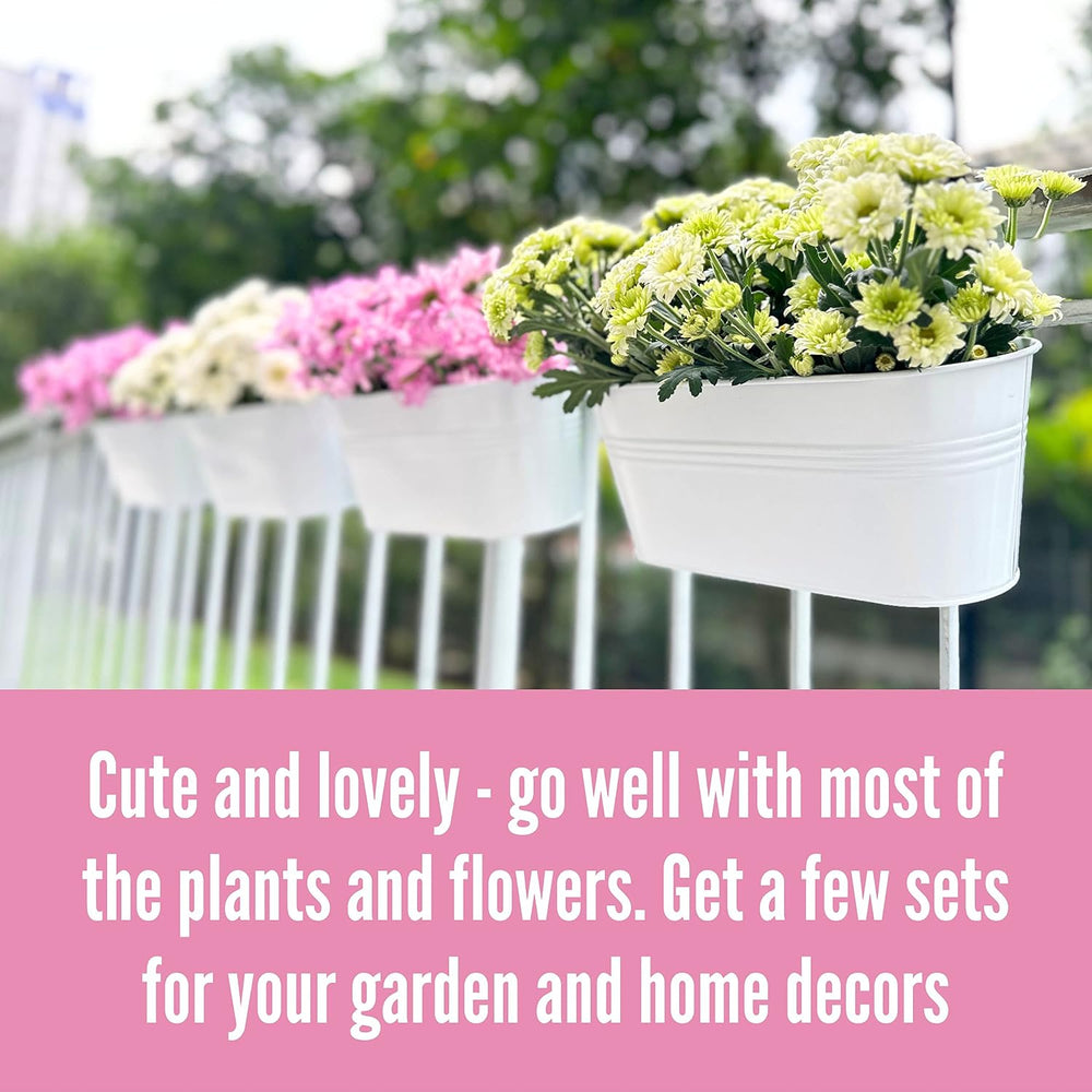 LaLaGreen Outdoor Rail Planter (11.2 in, 12 Pack) White Metal Hanging Pots