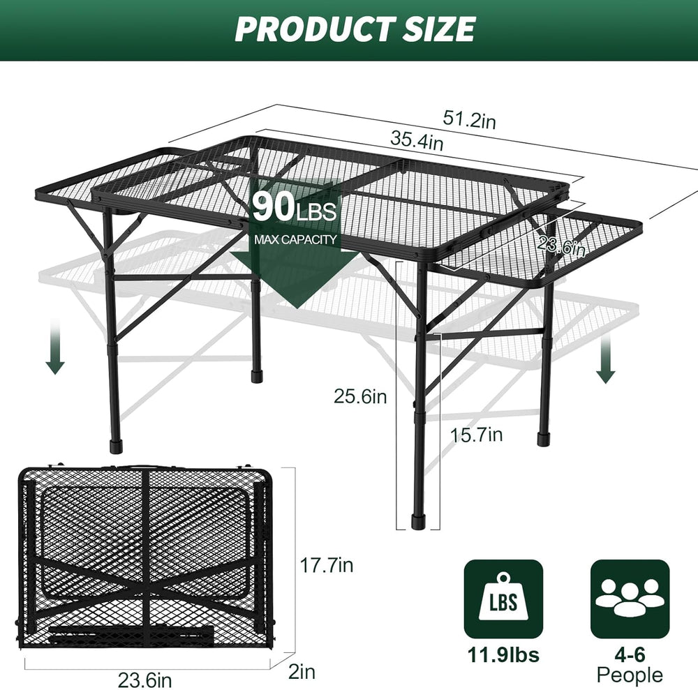 WildFinder Folding Table with 2 Wing Panels, 3x2 FT Foldable Camping Table