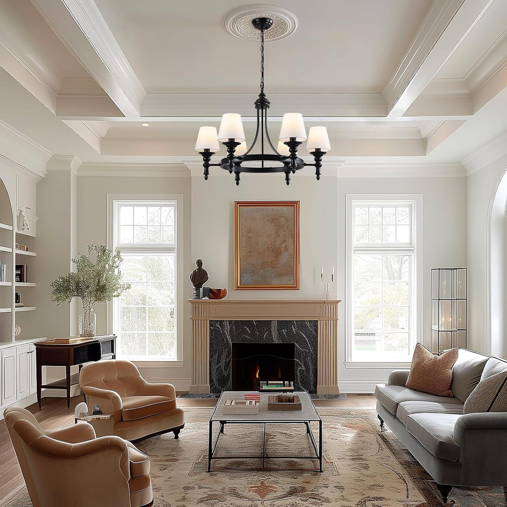 29.9" Black Wagon Wheel Chandelier 6-Light Modern Farmhouse Chandeliers ...