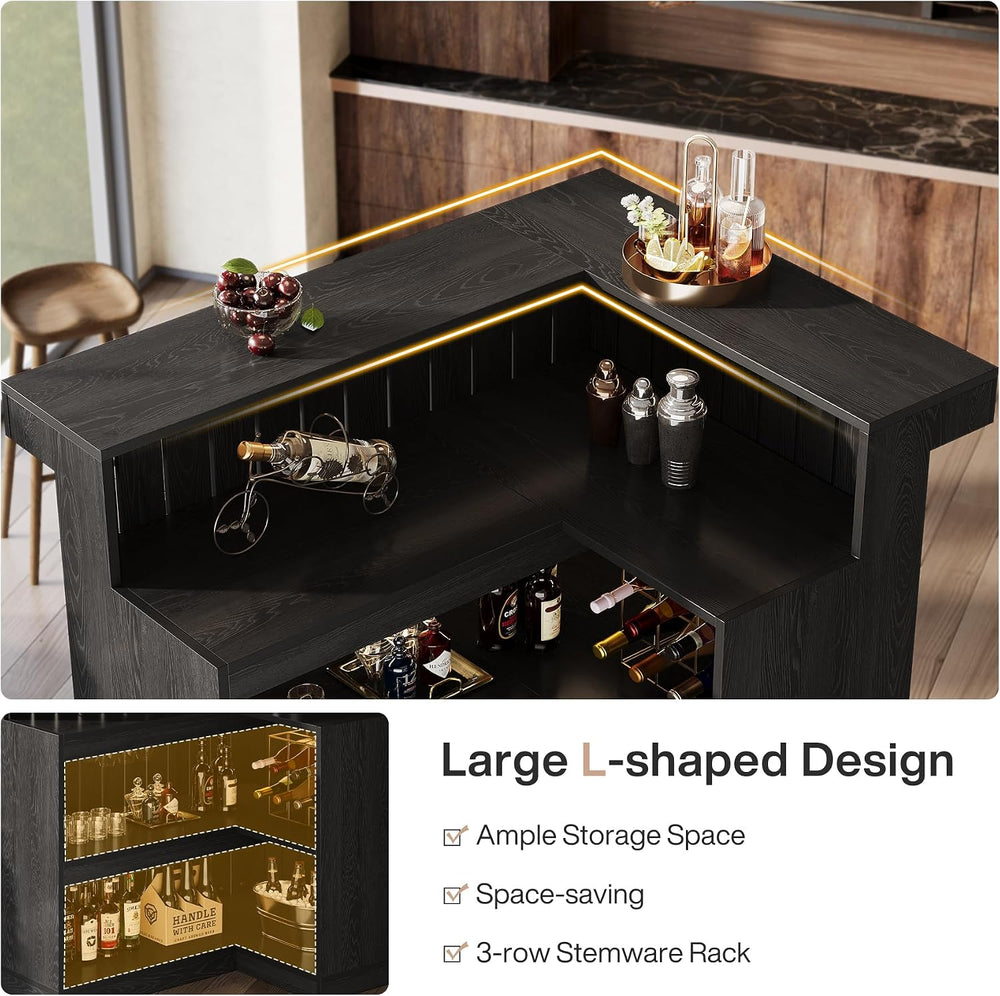 Tribesigns L-Shaped Home Bar Unit, 4-Tier Corner Bar Table