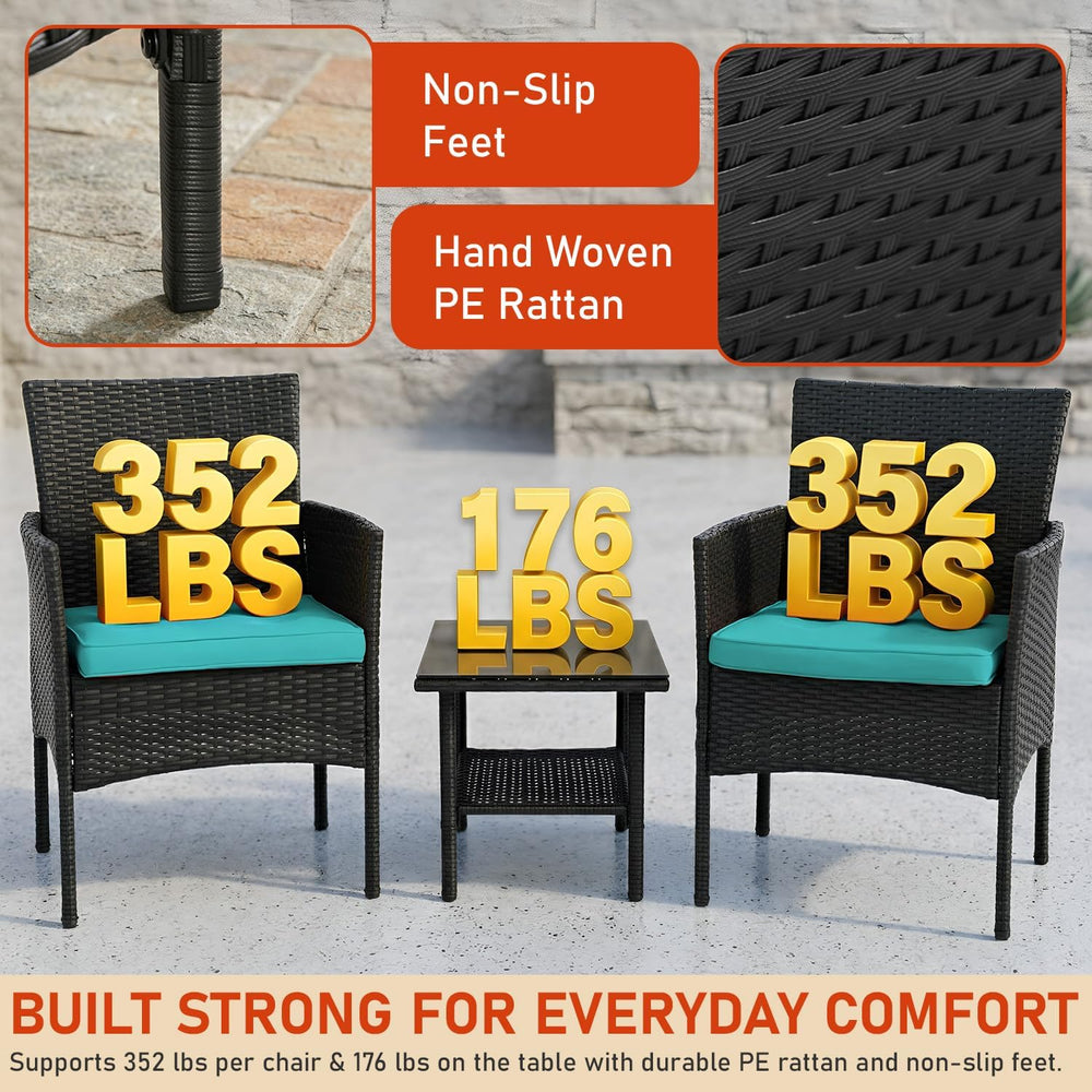NChanmar 3 Pieces Patio Furniture Outdoor Bistro Set Outdoor&Indoor,Blue