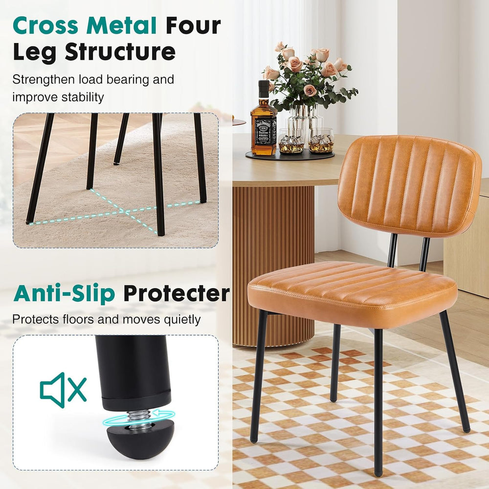 OLIXIS Dining Chairs Set of 2, Upholstered Kitchen Chairs, Brown