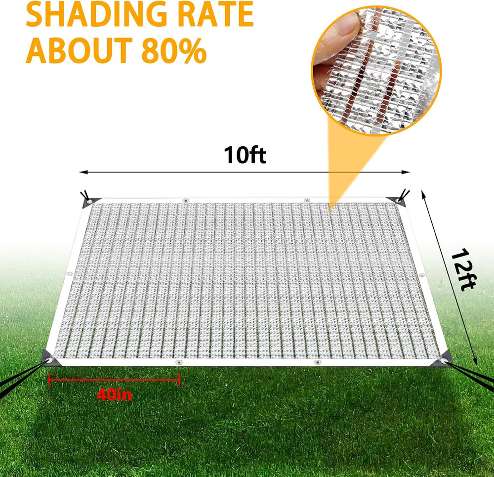 Shade Cloth - 80% Garden Shade Cloth, Mesh Tarp - for Greenhouse Plants Patio...