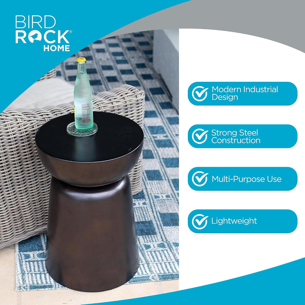 BIRDROCK HOME Metal Decorative Garden Stool and Outdoor Accent Side Table - M...