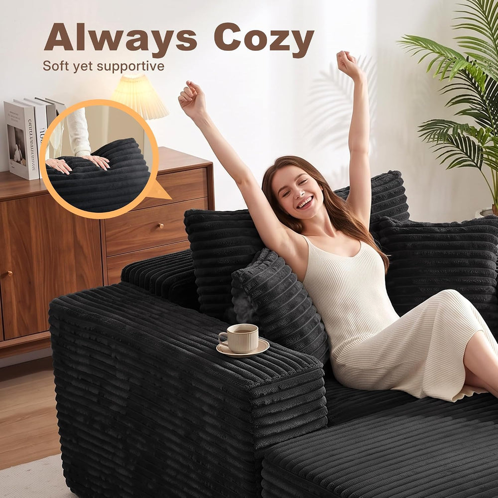 Busaurus 60'' Oversized Chaise Lounge Chair Indoor with Ottoman, Conv...