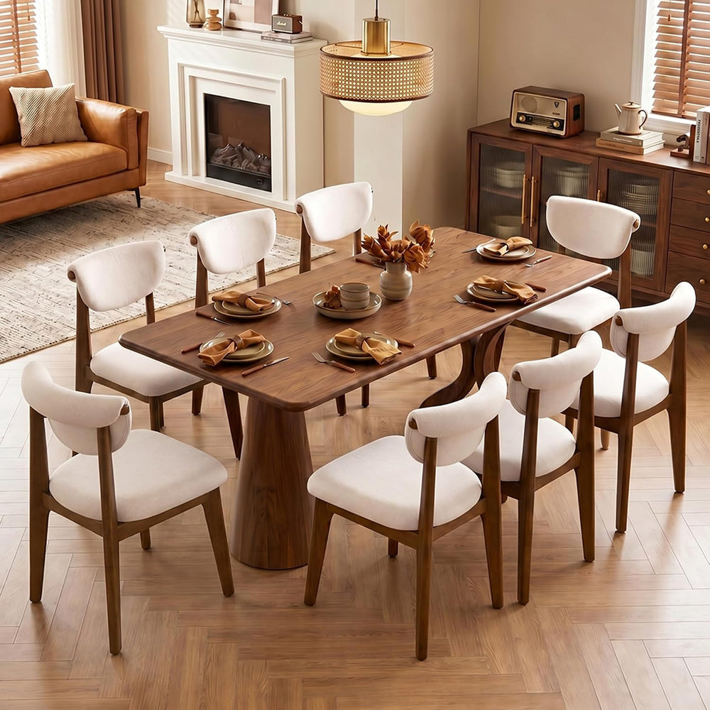 Dining Chairs Set of 8, Solid Rubberwood Kitchen Chairs with Lumbar Support H...