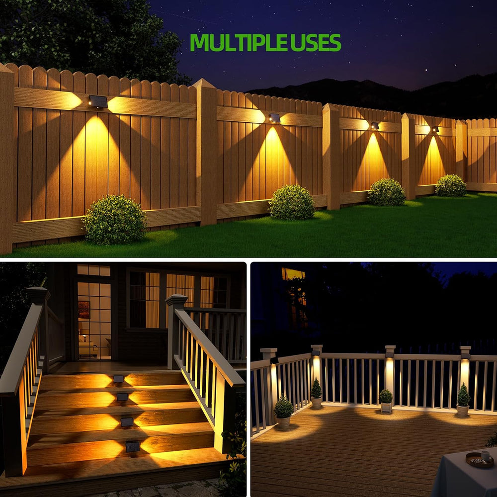 JSOT Solar Fence Lights Outdoor - 8 Pack Solar Lights Outdoor Waterproof Idea...