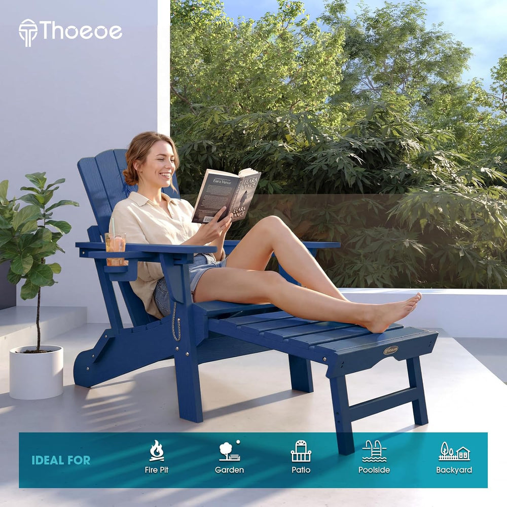THOEOE Folding Adirondack Chairs, Outdoor Patio Fire Pit Chairs