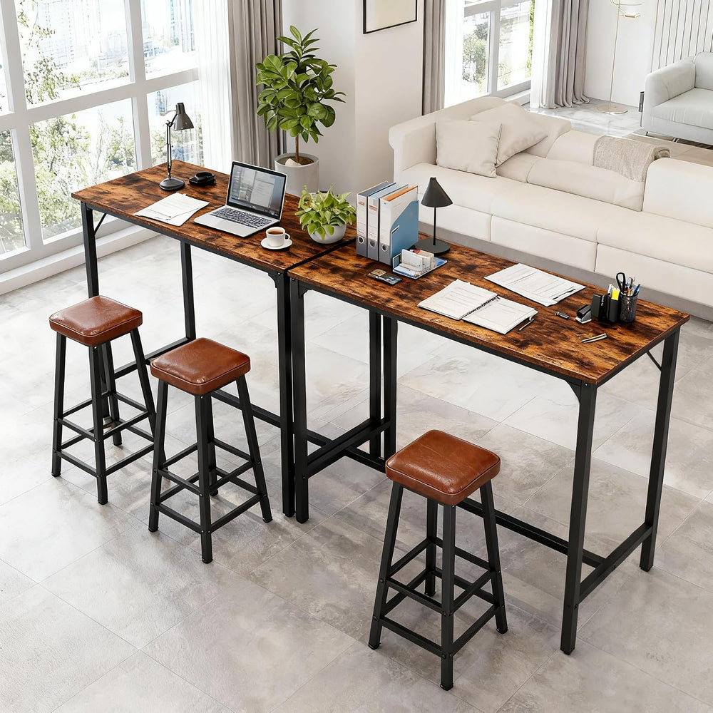 Karl home 43" Bar Table w/Triangular Support, 220 lbs, Rustic Brown