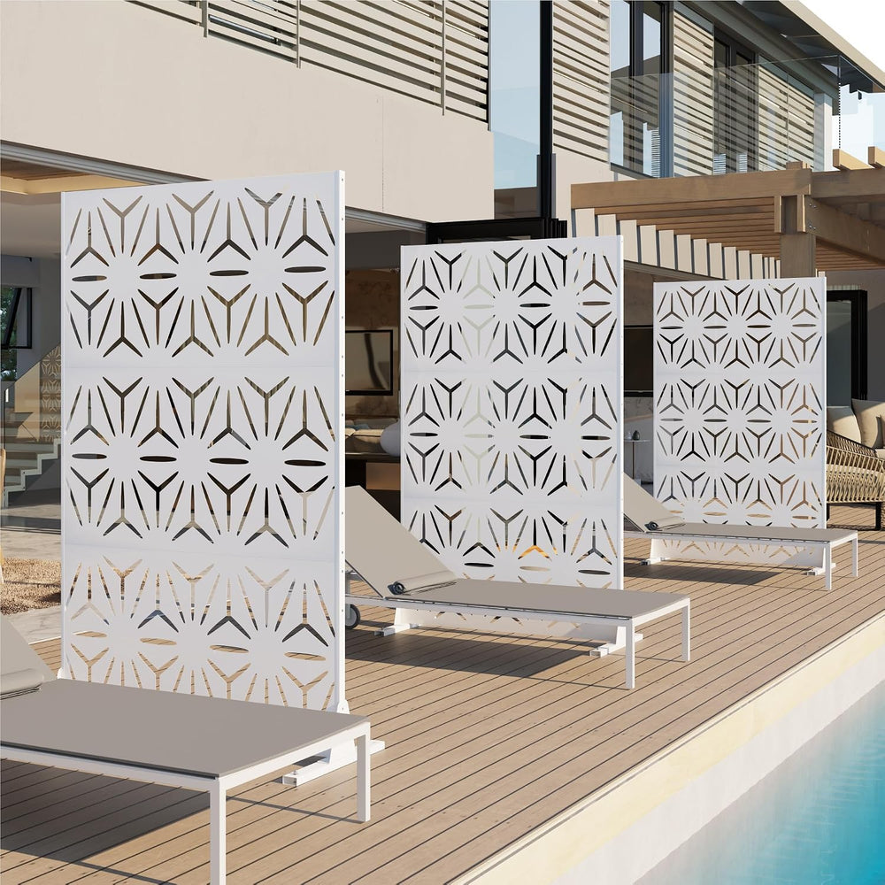 QINPTWUT 72" Metal Privacy Screen, Outdoor Freestanding Privacy Panel fo...